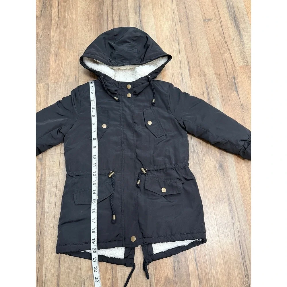 Copper Key Girls Black Hooded Parka Sherpa Lined Winter Coat Size‎ 6/6X
